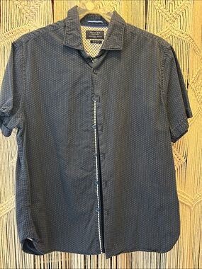 Cactus Navy Short-Sleeve Dot Print Button-Down Shirt